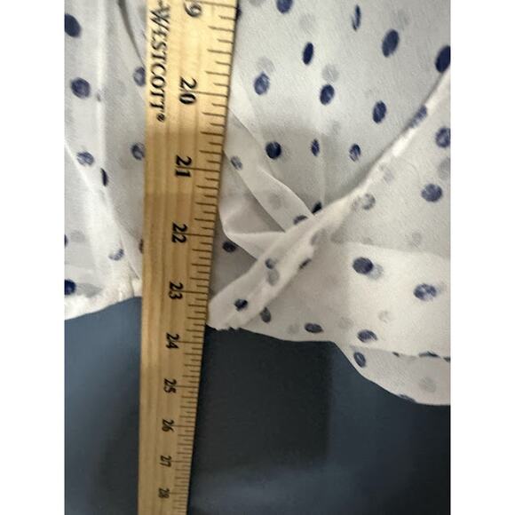 Wayf Sheer Blouse Women's Size Medium Polka Dot Preppy Criss Cross V-Neck Top - Picture 10 of 10